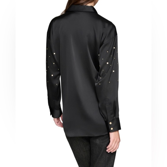 KARL LAGERFELD PARIS Studded Satin Shirt - Picture 4 of 4